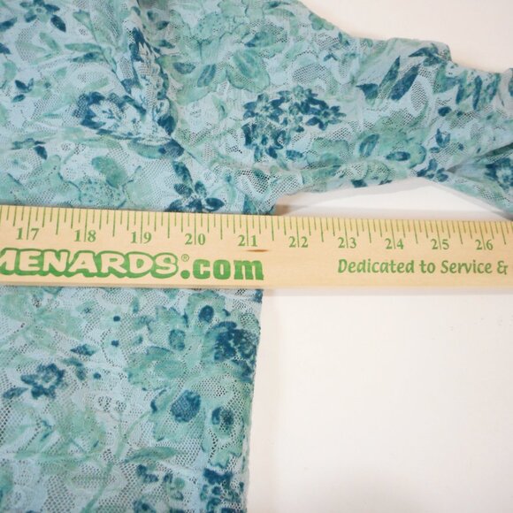 CJ Banks Womens Plus size 1X Teal Floral Top with Lace Overlay 3/4 Sleeve Blouse - Picture 5 of 10
